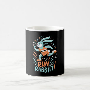 Taza De Café correr conejo corredor de maratón conejito lindo