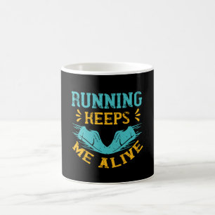 Taza De Café Correr me mantiene vivo