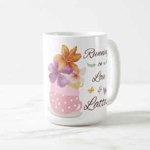 Taza De Café Corriendo con Amor y Lattes Arte Floral de Café