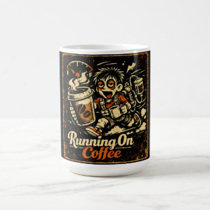Taza De Café Corriendo con Café – Supervivencia con Humor Cafei