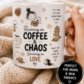 Taza De Café Corriendo con Café y Caos Humor de Mamá 