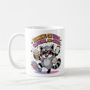 Taza De Café Corriendo con Vibraciones, Cafeína y Caos Chibi Ma