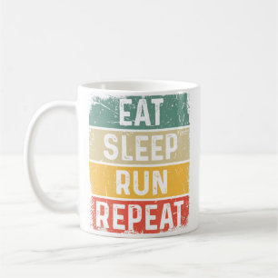 Taza De Café Corriendo Corredor Divertido Comer Dormir Correr R