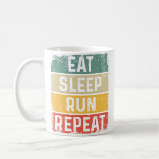 Taza De Café Corriendo Corredor Divertido Comer Dormir Correr R