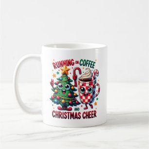 Taza De Café Corriendo en café y Navidades vitoreando