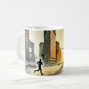 Taza De Café Corriendo en el edificio Flatiron de Nueva York
