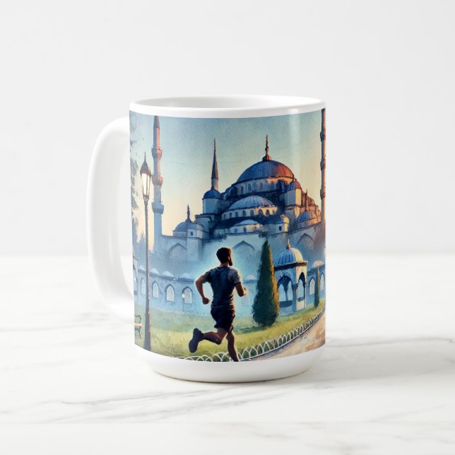 Taza De Café Corriendo en la Mezquita Azul de Estambul (Anverso izquierdo)