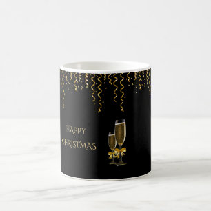 Taza De Café Corrientes dorados y Navidad Champán