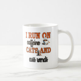 Taza De Café Corro en cafeína, gatos y palabras de café: gato g