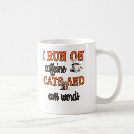Taza De Café Corro en cafeína, gatos y palabras de café: gato g