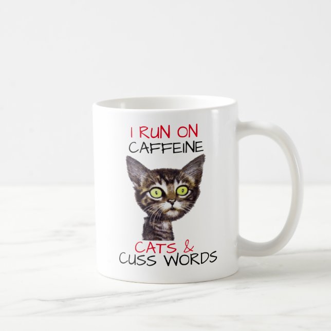 TAZA DE CAFÉ CORRO EN CAFFEINE CATS & CUSS WORDS (Derecha)