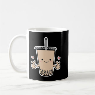 Taza De Café Corta Boba KPop Bubble Milk Tea Corazón de Dedo Co