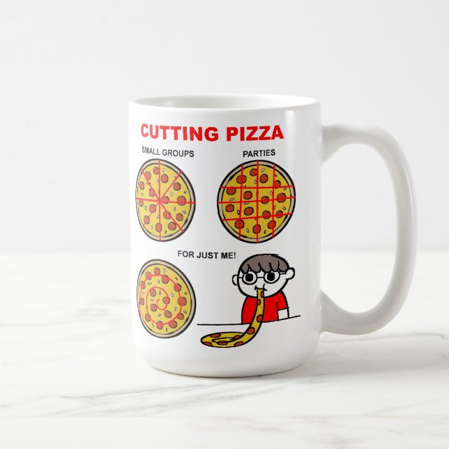 Taza De Café Cortar Pizza Funny Mug (Derecha)