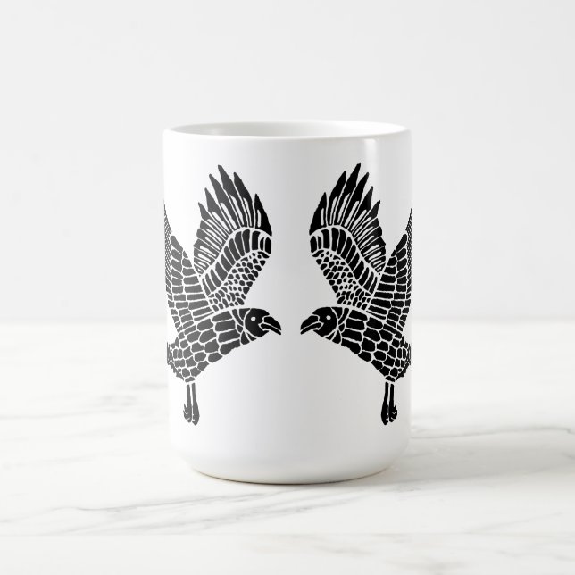 Taza De Café Corte de Lino de Raven blanco y negro (Centro)