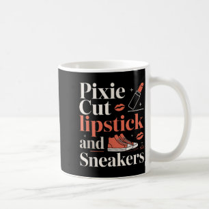 Taza De Café Corte pixie labial y zapatillas estilo de pelo cor