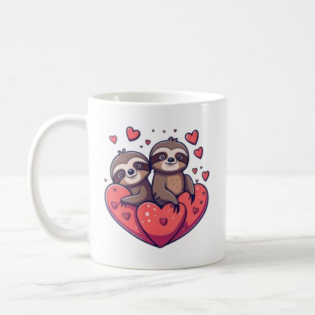 Taza De Café Corte Sloths Valentine (Izquierda)