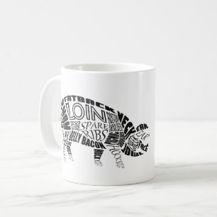 Taza De Café Cortes de cerdo en la nube de palabras del tipogra