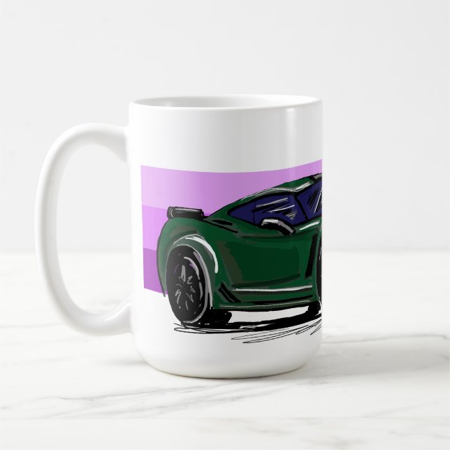 Taza De Café Corvette verde C7 con rayas púrpura (Izquierda)