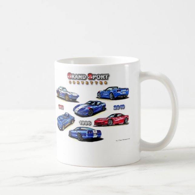 Taza De Café Corvettes magníficos del deporte 1963, 1996, 2010 (Derecha)