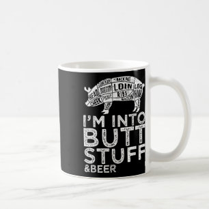 Taza De Café Cosas Y Cervezas De Cerdo Cortan Chistes Bbq A