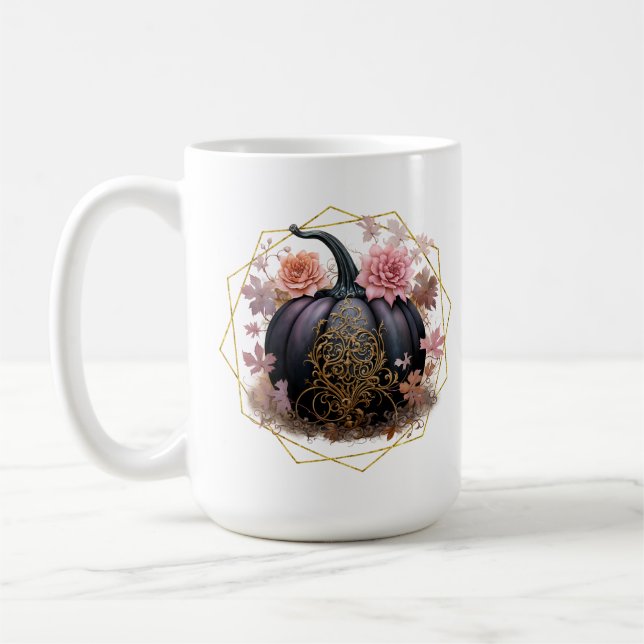 Taza De Café Cosecha Floral Monograma Mug (Izquierda)