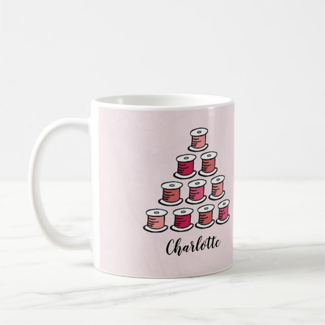 Taza De Café Coser rosado de rollo de algodón (Izquierda)