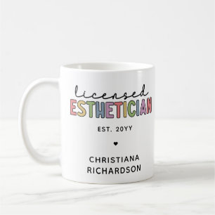 Taza De Café Cosmetólogo estético con licencia de personalizado