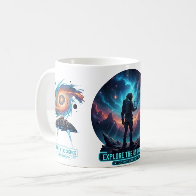 Taza De Café Cosmic Astronaut Unknown Space Explorer Deep Mug (Anverso izquierdo)