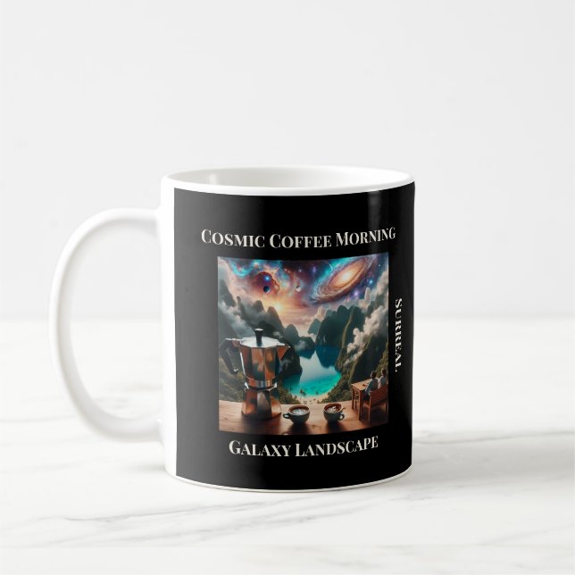 Taza De Café Cosmic Coffee Morning – Surreal Galaxy Landscape (Izquierda)