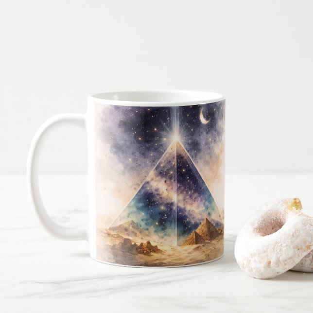 Taza De Café Cosmic Pyramid Ancient Egypt Inspired (Con donut)