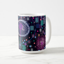 Taza De Café Cosmic Snow Storm: Abstract Maximalism Art