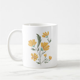 Taza De Café Cosmos Amarillos Flor Simple Belleza