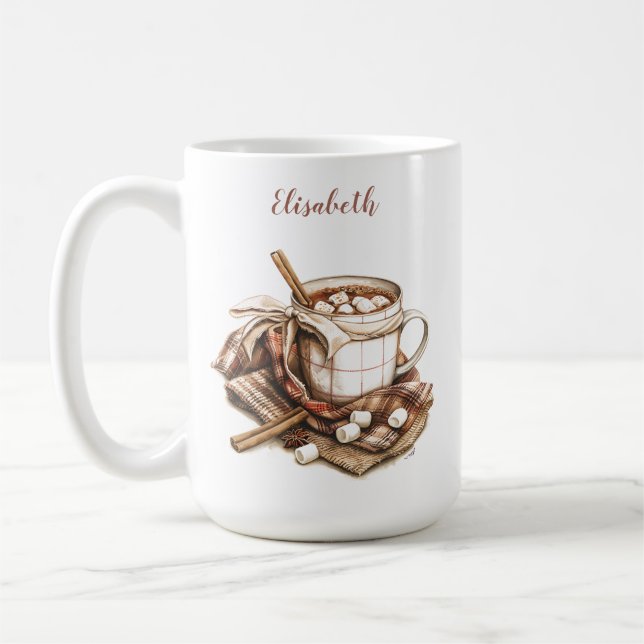 Taza De Café Cosmosa escena otoñal cálida malvavisco de chocola (Izquierda)