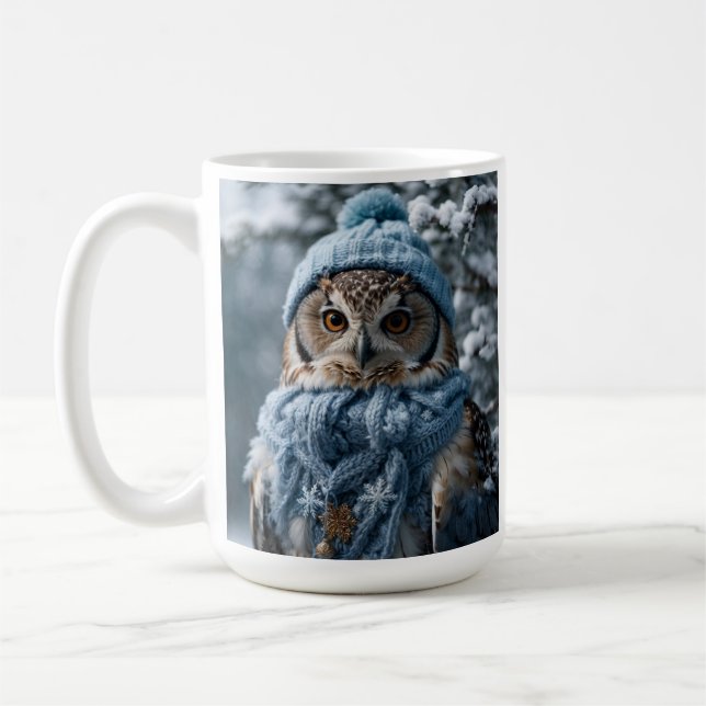 Taza De Café Cosmoso y caprichoso invierno Wonderland Owl (Izquierda)