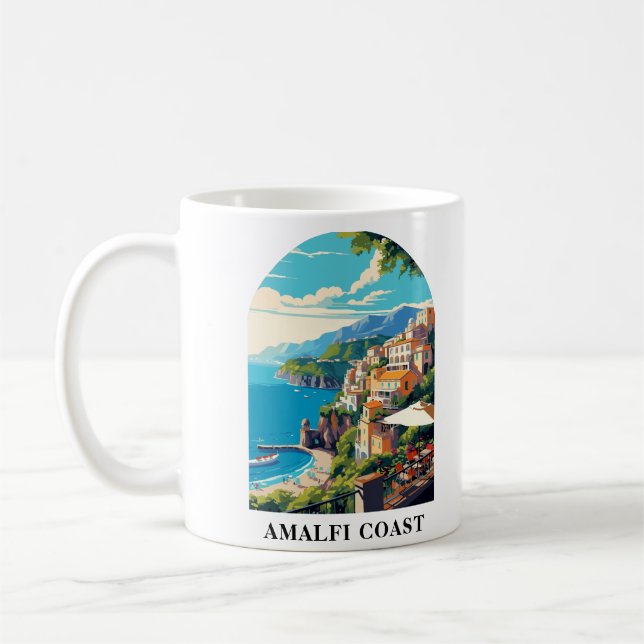 Taza De Café Costa Amalfitana Italia Viaje Retro (Izquierda)
