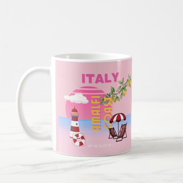 Taza De Café Costa Amalfitana, Viaje Preppy, Rosa (Izquierda)