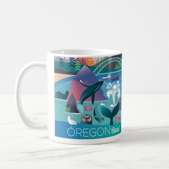 Taza De Café Costa de Oregón 11oz o 15oz Mug (Izquierda)