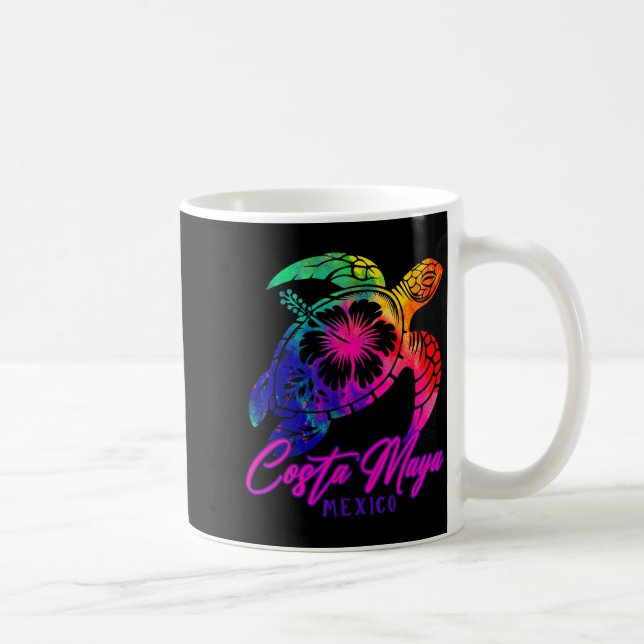 Taza De Café Costa Maya Mexico Tie Dye Sea Turtle Hibiscus Beac (Derecha)