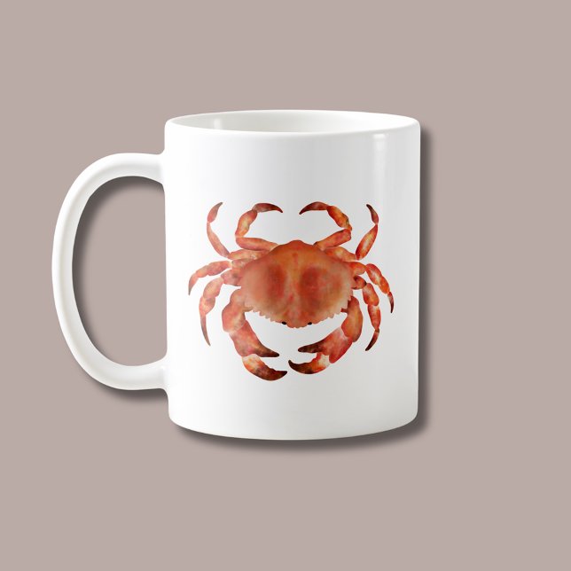 Taza De Café Costa oceánica de los cangrejos (Brown crab coastal crustacean coffee mug for coastal beach house decor and homeware.)