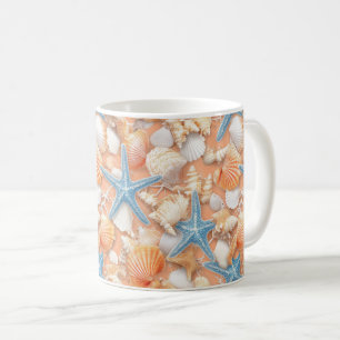 Taza De Café Costa Rústica - Aguas marinas, pez estrella, arrec