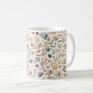 Taza De Café Costa Rústica - Aguas marinas, pez estrella, arrec