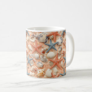 Taza De Café Costa Rústica - Aguas marinas, pez estrella, arrec