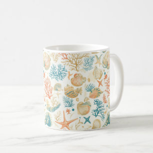 Taza De Café Costa Rústica - Aguas marinas, pez estrella, arrec