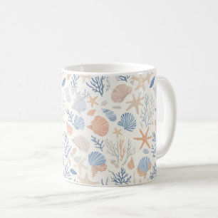 Taza De Café Costa Rústica - Aguas marinas, pez estrella, arrec