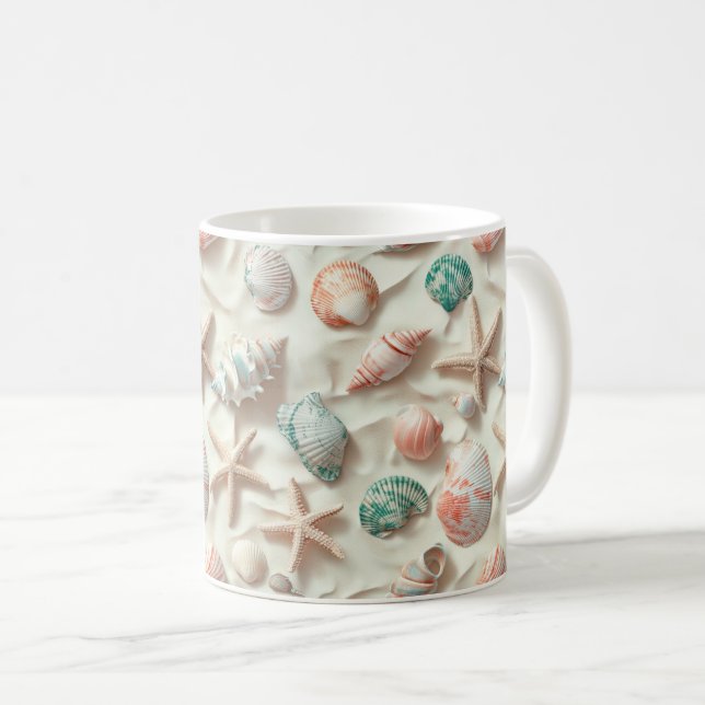 Taza De Café Costa Rústica - Aguas marinas, pez estrella, arrec (Anverso derecho)