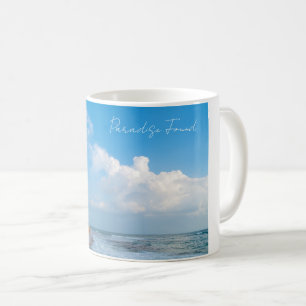Taza De Café Costa tropical de playa y palmeras con vista al oc