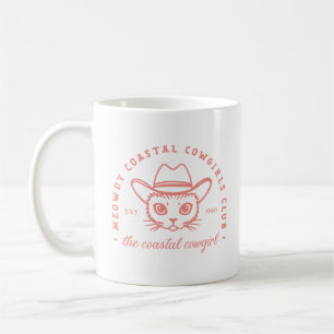 Taza De Café Costera cowgirl lindo gato rosado preppy estética
