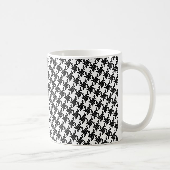 Taza De Café Costilla cruzada blanca y negra Houndstoth Pied-de (Derecha)