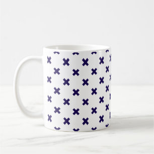 Taza De Café Costillas cruzadas de color azul marino sobre blan