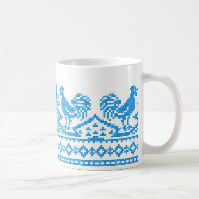 Taza De Café Costillas cruzadas de gallo azul (Derecha)